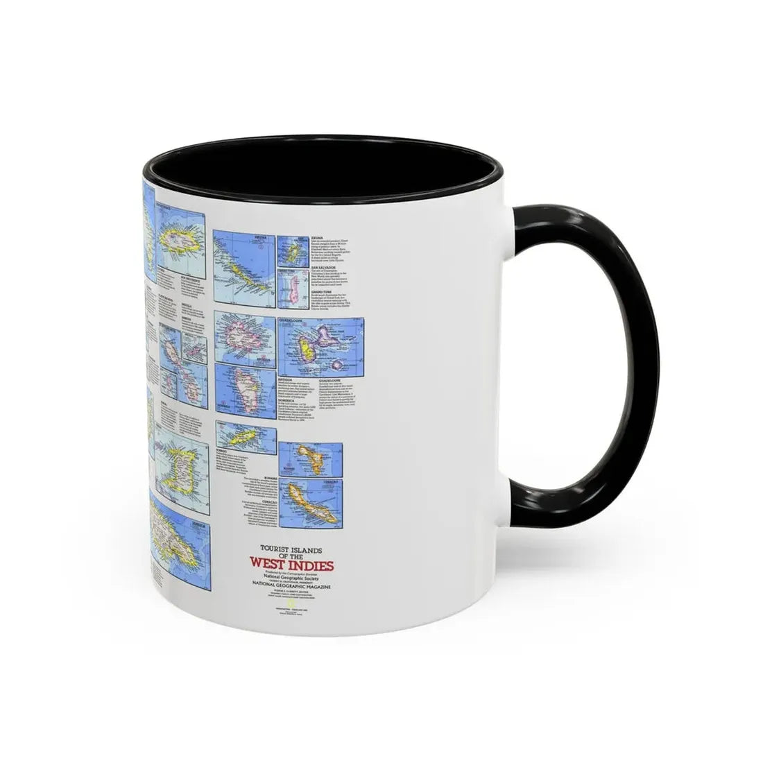 West Indies - Tourist Islands (1981) (Map) Accent Coffee Mug - Go Mug Yourself