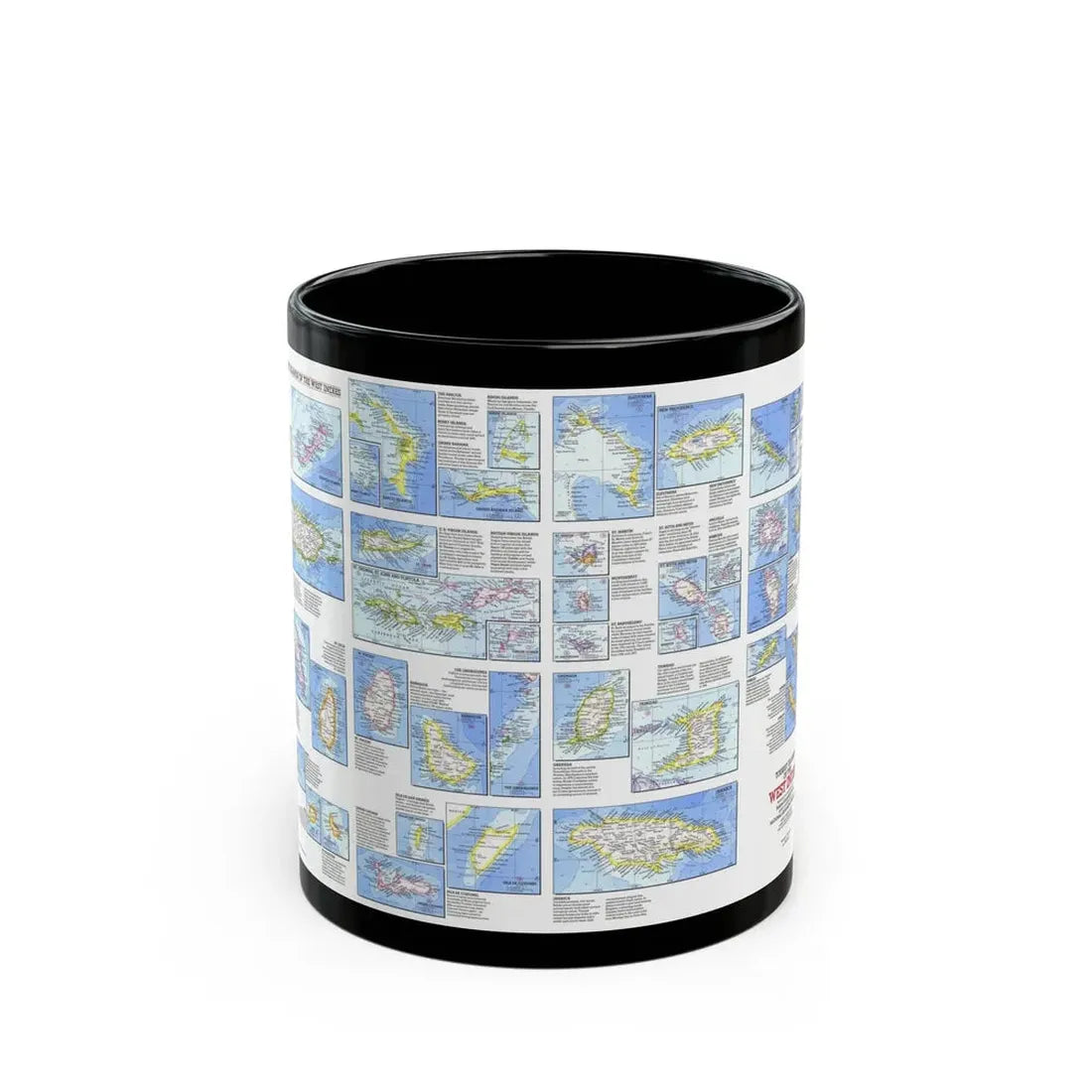 West Indies - Tourist Islands (1981) (Map) Black Coffee Mug 11oz - Go Mug Yourself