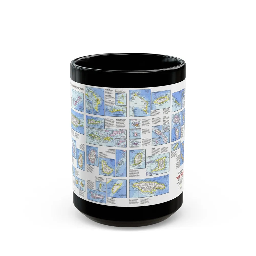 West Indies - Tourist Islands (1981) (Map) Black Coffee Mug-15oz-Go Mug Yourself