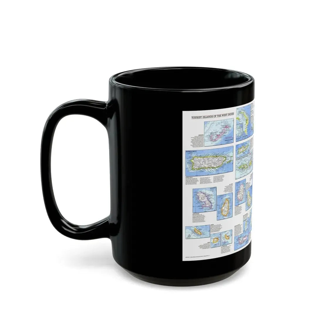 West Indies - Tourist Islands (1981) (Map) Black Coffee Mug - Go Mug Yourself