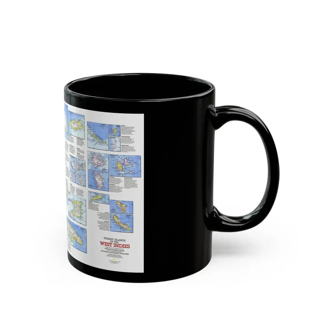 West Indies - Tourist Islands (1981) (Map) Black Coffee Mug - Go Mug Yourself