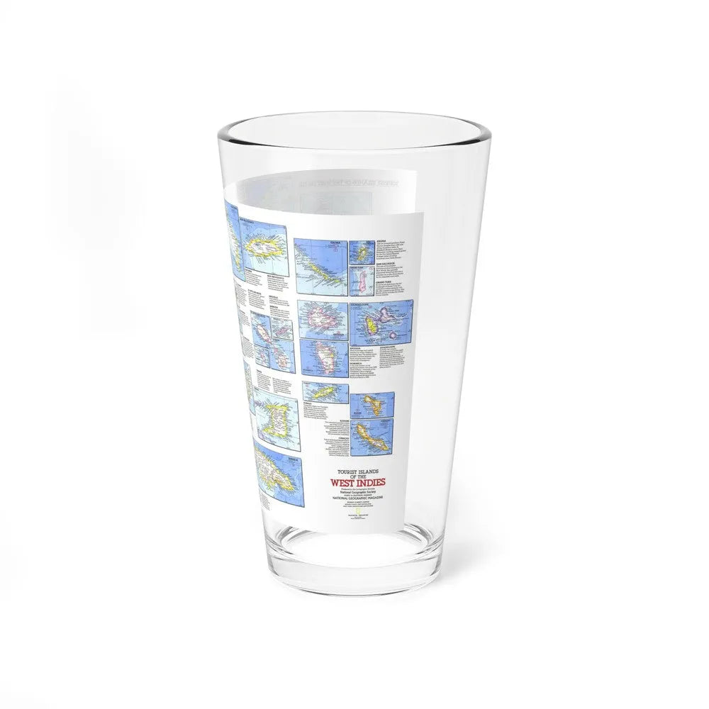 West Indies - Tourist Islands (1981) (Map) Pint Glass 16oz-Go Mug Yourself