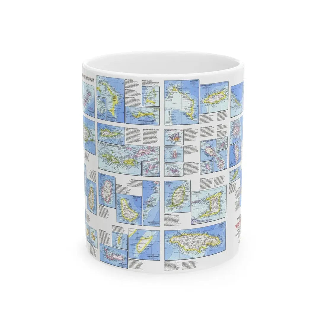 West Indies - Tourist Islands (1981) (Map) White Coffee Mug 11oz - Go Mug Yourself