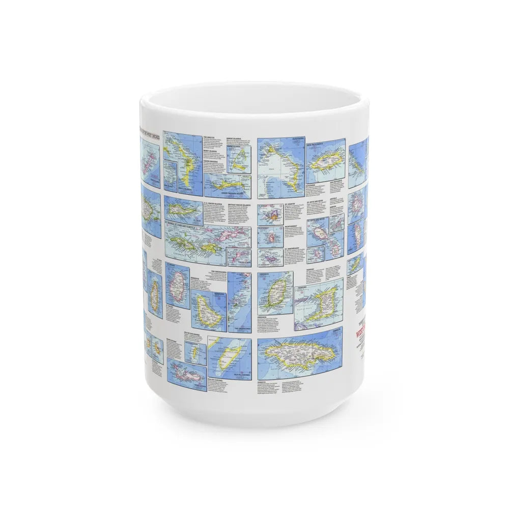 West Indies - Tourist Islands (1981) (Map) White Coffee Mug-15oz-Go Mug Yourself