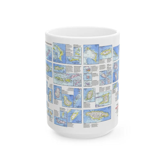 West Indies - Tourist Islands (1981) (Map) White Coffee Mug-15oz-Go Mug Yourself