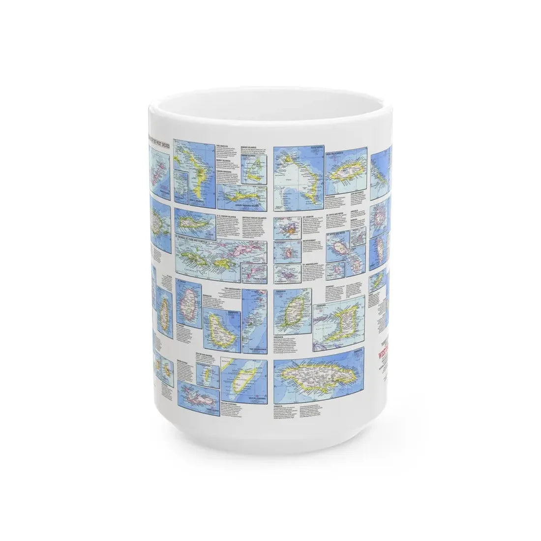 West Indies - Tourist Islands (1981) (Map) White Coffee Mug 15oz - Go Mug Yourself