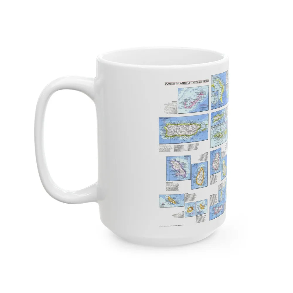 West Indies - Tourist Islands (1981) (Map) White Coffee Mug-Go Mug Yourself