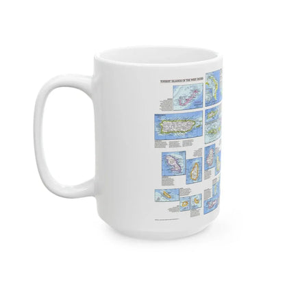 West Indies - Tourist Islands (1981) (Map) White Coffee Mug - Go Mug Yourself