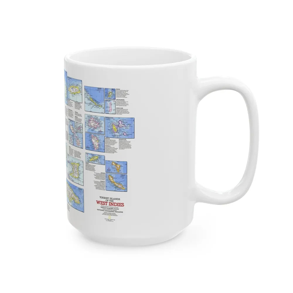 West Indies - Tourist Islands (1981) (Map) White Coffee Mug-Go Mug Yourself