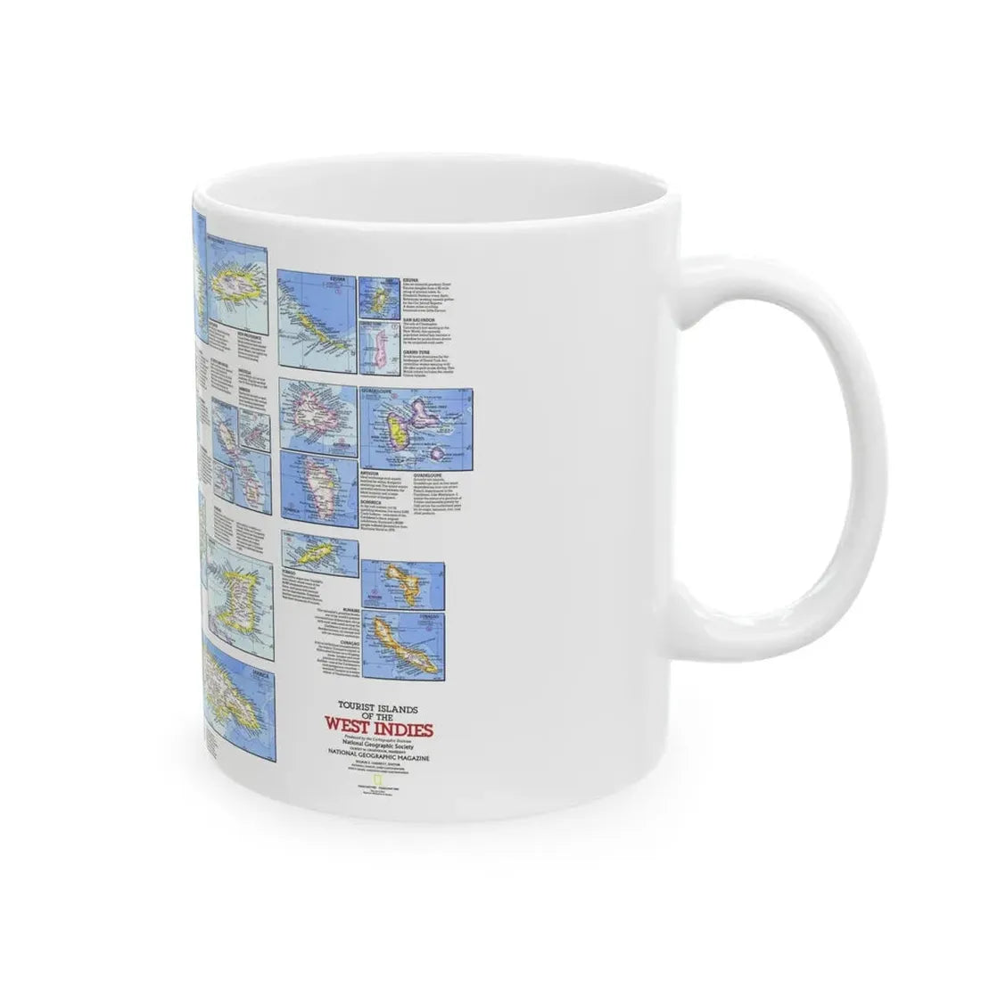 West Indies - Tourist Islands (1981) (Map) White Coffee Mug - Go Mug Yourself