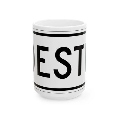 West plate small es (Puerto Rico) (Road Sign) White Coffee Mug 15oz - Go Mug Yourself