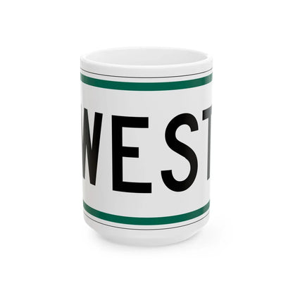 West plate small South Dakota (South Dakota) (Road Sign) White Coffee Mug 15oz - Go Mug Yourself