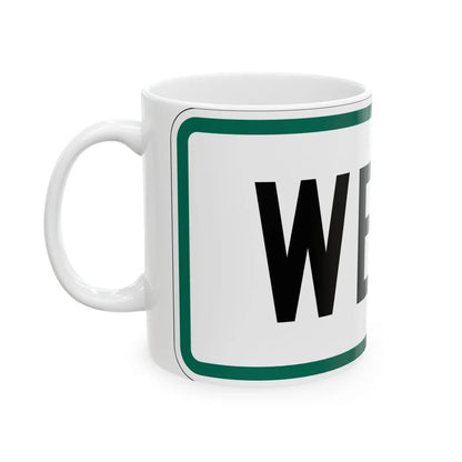 West plate small South Dakota (South Dakota) (Road Sign) White Coffee Mug - Go Mug Yourself