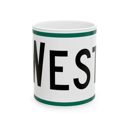West plate South Dakota (South Dakota) (Road Sign) White Coffee Mug 11oz - Go Mug Yourself