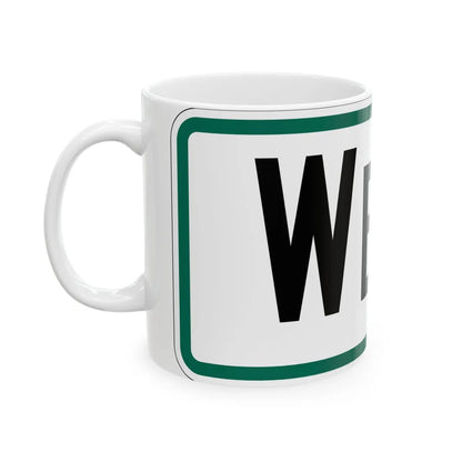West plate South Dakota (South Dakota) (Road Sign) White Coffee Mug - Go Mug Yourself