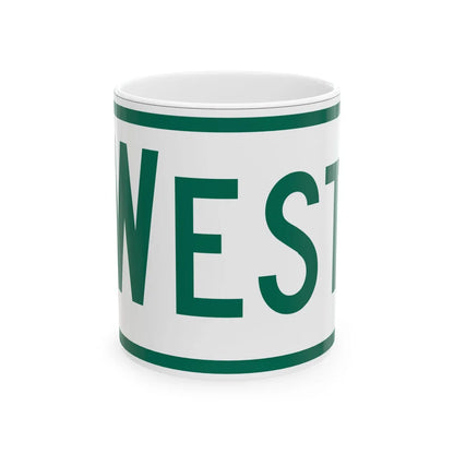 West plate Vermont (Vermont) (Road Sign) White Coffee Mug 11oz - Go Mug Yourself