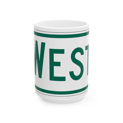 West plate Vermont (Vermont) (Road Sign) White Coffee Mug 15oz - Go Mug Yourself