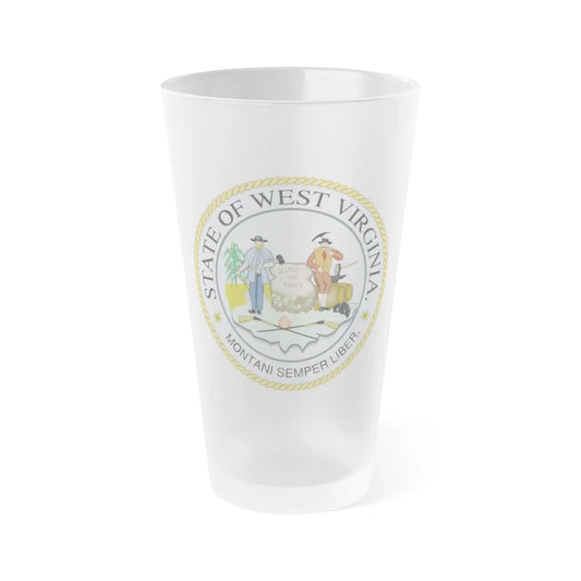 West Virginia State Seal - Frosted Pint Glass 16oz-16oz-Frosted-Go Mug Yourself