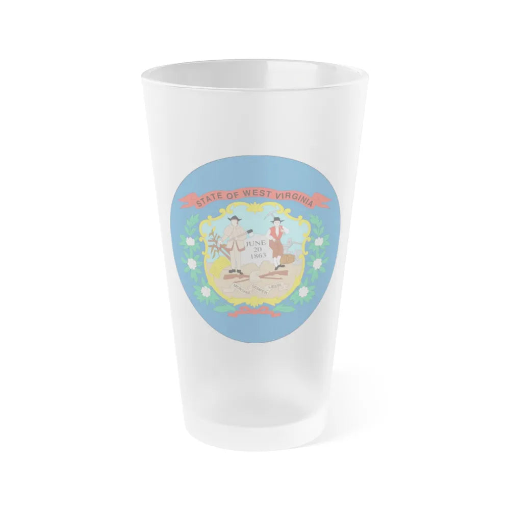 West Virginia State Seal NARA - Frosted Pint Glass 16oz-16oz-Frosted-Go Mug Yourself