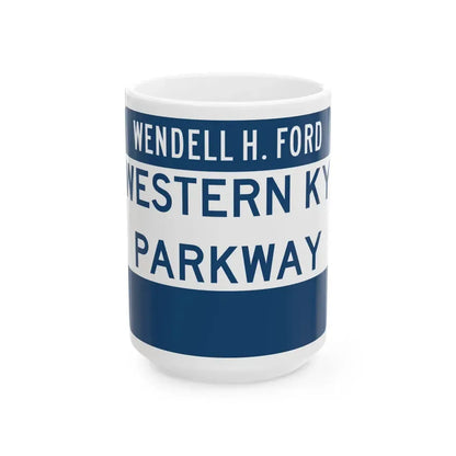 Western Kentucky Parkway (Kentucky) (Road Sign) White Coffee Mug 15oz - Go Mug Yourself