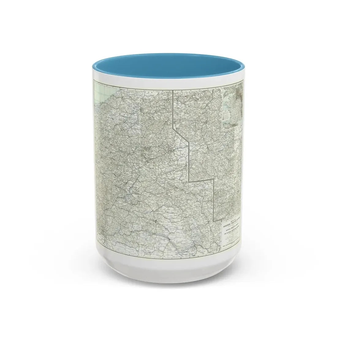 Western Theatre of War (1918) (Map) Accent Coffee Mug 15oz Light Blue - Go Mug Yourself