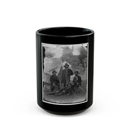 Westover Landing, Va. Col. James H. Childs (Standing) With Other Officers Of The 4th Pennsylvania Cavalry (U.S. Civil War) Black Coffee Mug 15oz - Go Mug Yourself