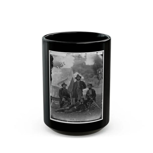 Westover Landing, Va. Col. James H. Childs (Standing) With Other Officers Of The 4th Pennsylvania Cavalry (U.S. Civil War) Black Coffee Mug 15oz - Go Mug Yourself