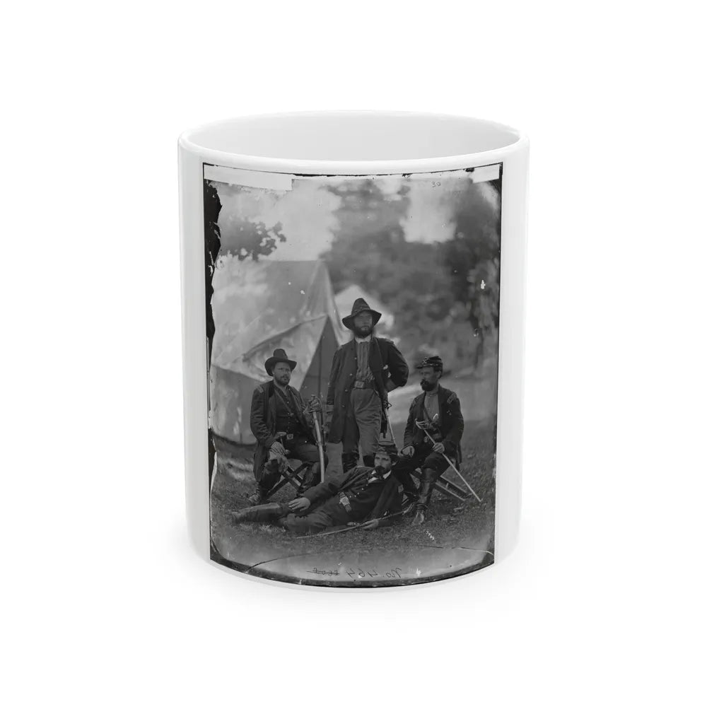 Westover Landing, Va. Col. James H. Childs (Standing) With Other Officers Of The 4th Pennsylvania Cavalry (U.S. Civil War) White Coffee Mug-11oz-Go Mug Yourself