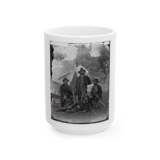 Westover Landing, Va. Col. James H. Childs (Standing) With Other Officers Of The 4th Pennsylvania Cavalry (U.S. Civil War) White Coffee Mug-15oz-Go Mug Yourself