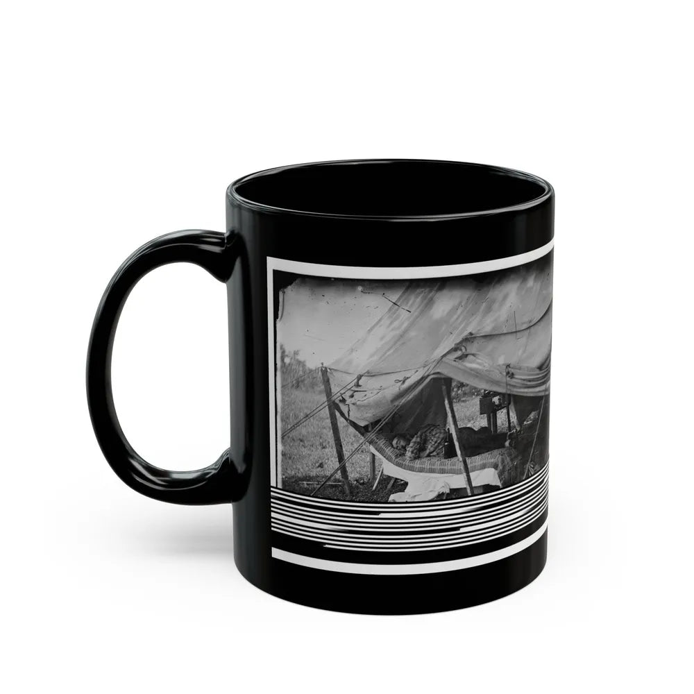 Westover Landing, Va. Lt. Col. Samuel W. Owen, 3d Pennsylvania Cavalry, Caught Napping (U.S. Civil War) Black Coffee Mug-Go Mug Yourself