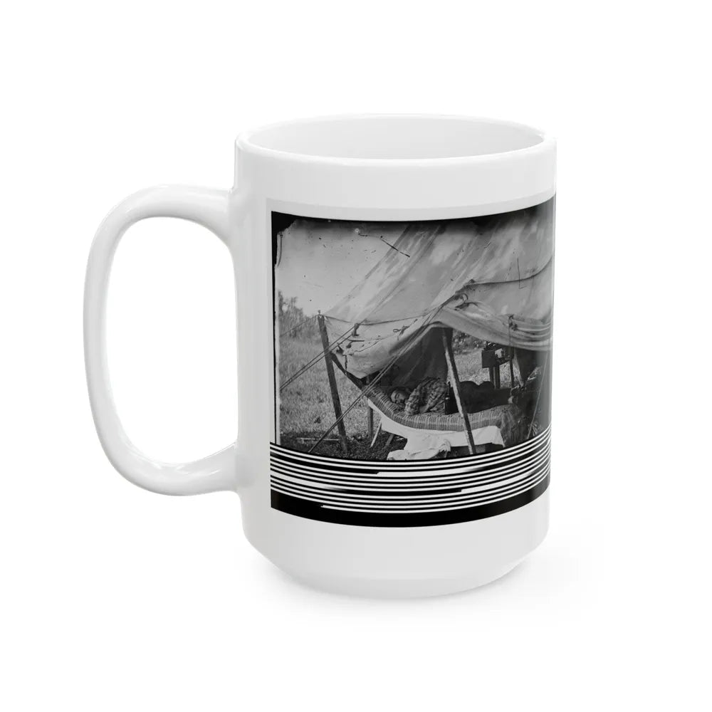 Westover Landing, Va. Lt. Col. Samuel W. Owen, 3d Pennsylvania Cavalry, Caught Napping (U.S. Civil War) White Coffee Mug-Go Mug Yourself