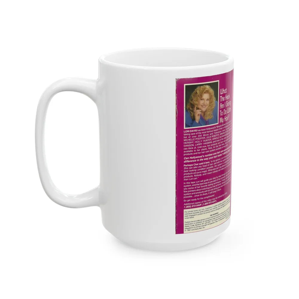 WHAT THE HECK AM I GOING TO DO WITH MY HAIR (VHS COVER) - White Coffee Mug-Go Mug Yourself