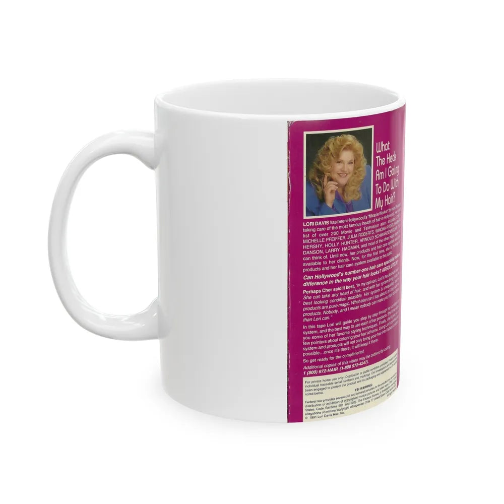 WHAT THE HECK AM I GOING TO DO WITH MY HAIR (VHS COVER) - White Coffee Mug-Go Mug Yourself