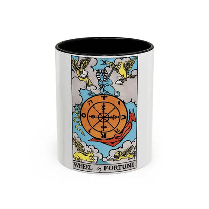 Wheel of Fortune (Tarot Card) Accent Coffee Mug 11oz Black - Go Mug Yourself