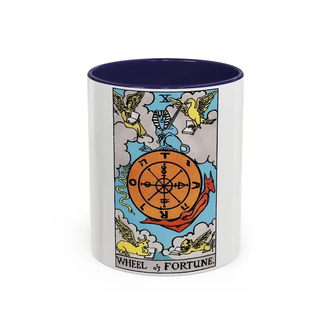Wheel of Fortune (Tarot Card) Accent Coffee Mug 11oz Navy - Go Mug Yourself