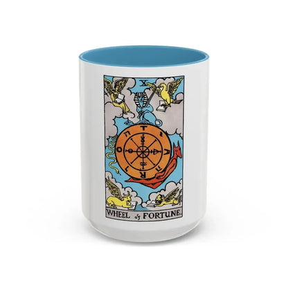 Wheel of Fortune (Tarot Card) Accent Coffee Mug 15oz Light Blue - Go Mug Yourself