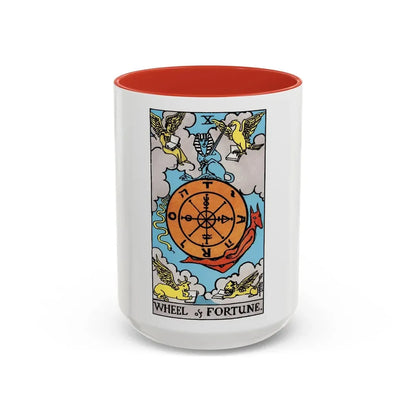 Wheel of Fortune (Tarot Card) Accent Coffee Mug 15oz Red - Go Mug Yourself