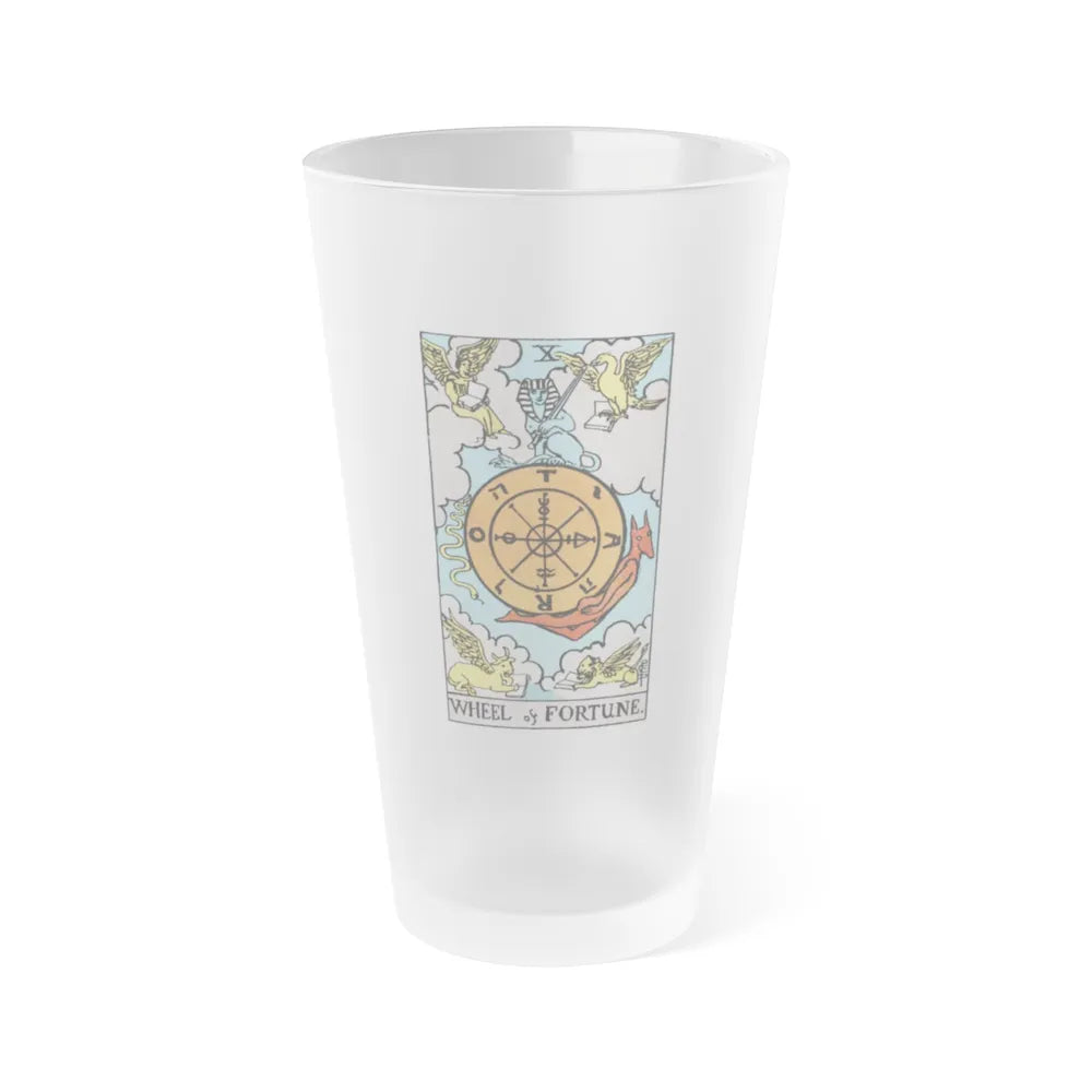 Wheel of Fortune (Tarot Card) Frosted Pint Glass 16oz-Go Mug Yourself