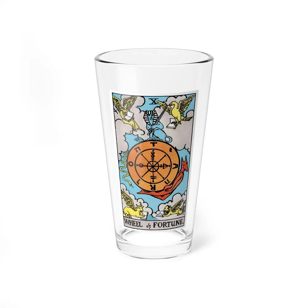 Wheel of Fortune (Tarot Card) Pint Glass 16oz-16oz-Go Mug Yourself