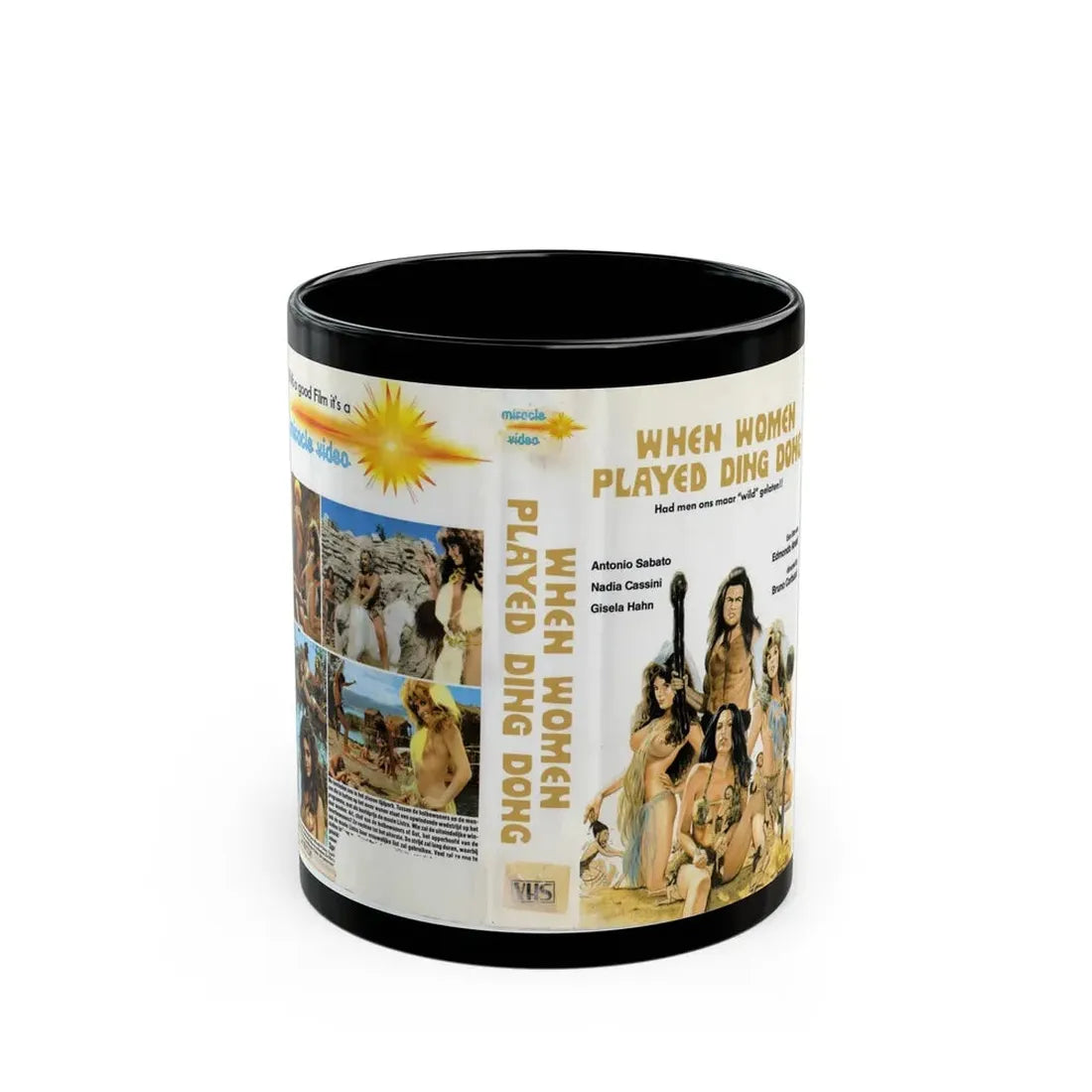 WHEN WOMEN PLAYED DING DONG (VHS COVER) - Black Coffee Mug 11oz - Go Mug Yourself