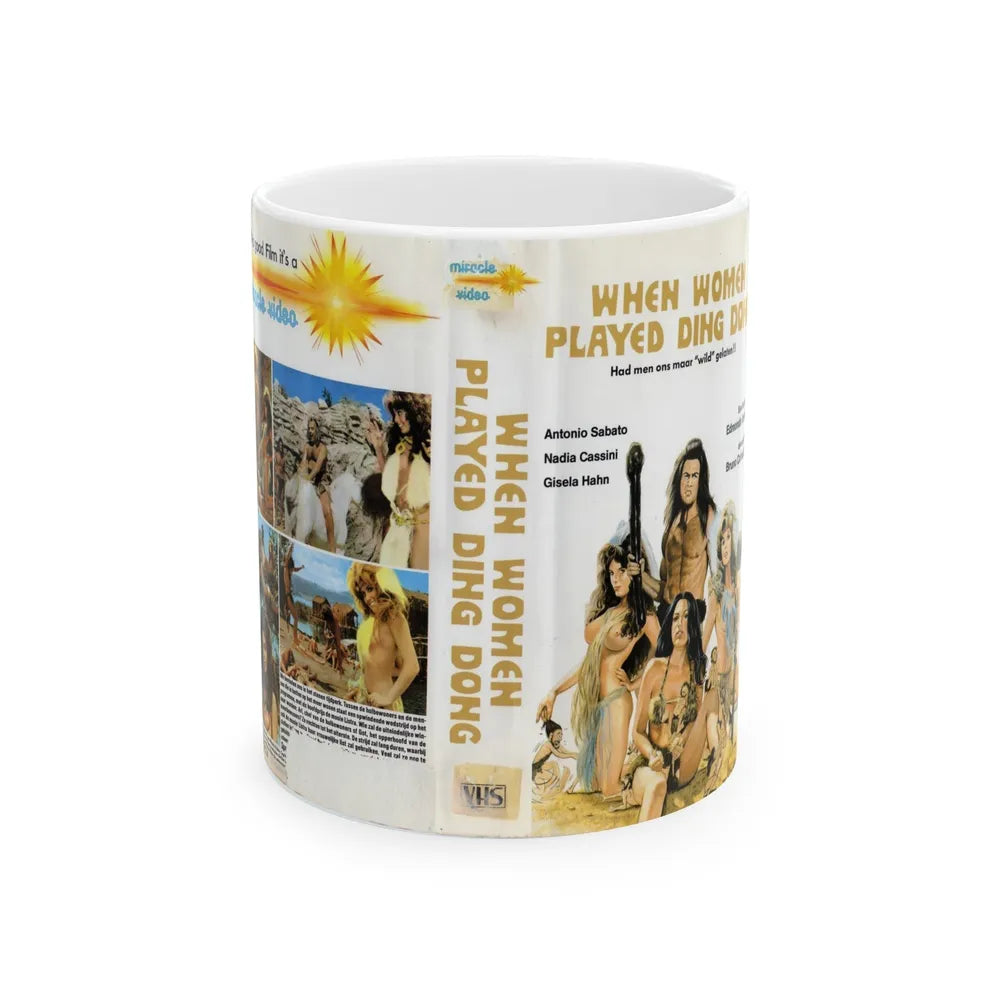 WHEN WOMEN PLAYED DING DONG (VHS COVER) - White Coffee Mug-11oz-Go Mug Yourself