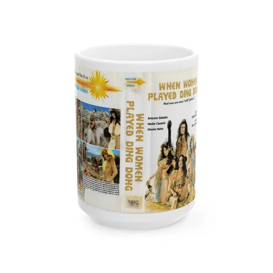 WHEN WOMEN PLAYED DING DONG (VHS COVER) - White Coffee Mug 15oz - Go Mug Yourself