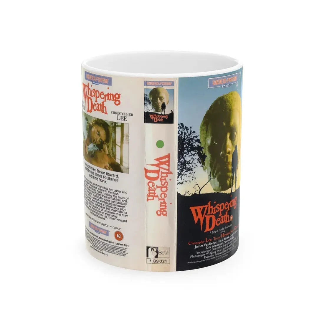 WHISPERING DEATH (VHS COVER) - White Coffee Mug 11oz - Go Mug Yourself