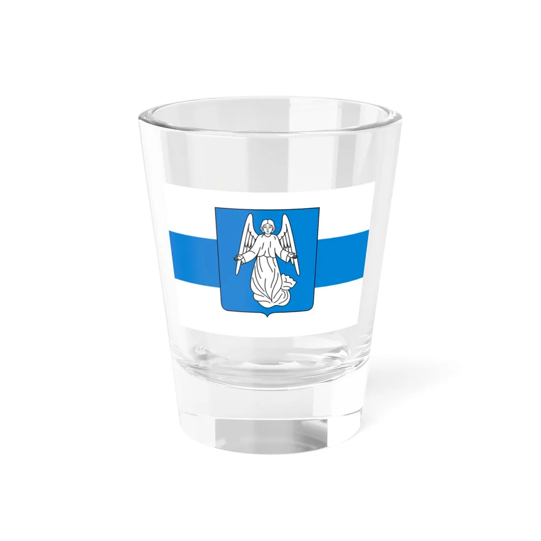 White-blue-white flag with Novgorod Republic Angel Shield (Russia) Shot Glass 1.5oz 1.5oz - Go Mug Yourself