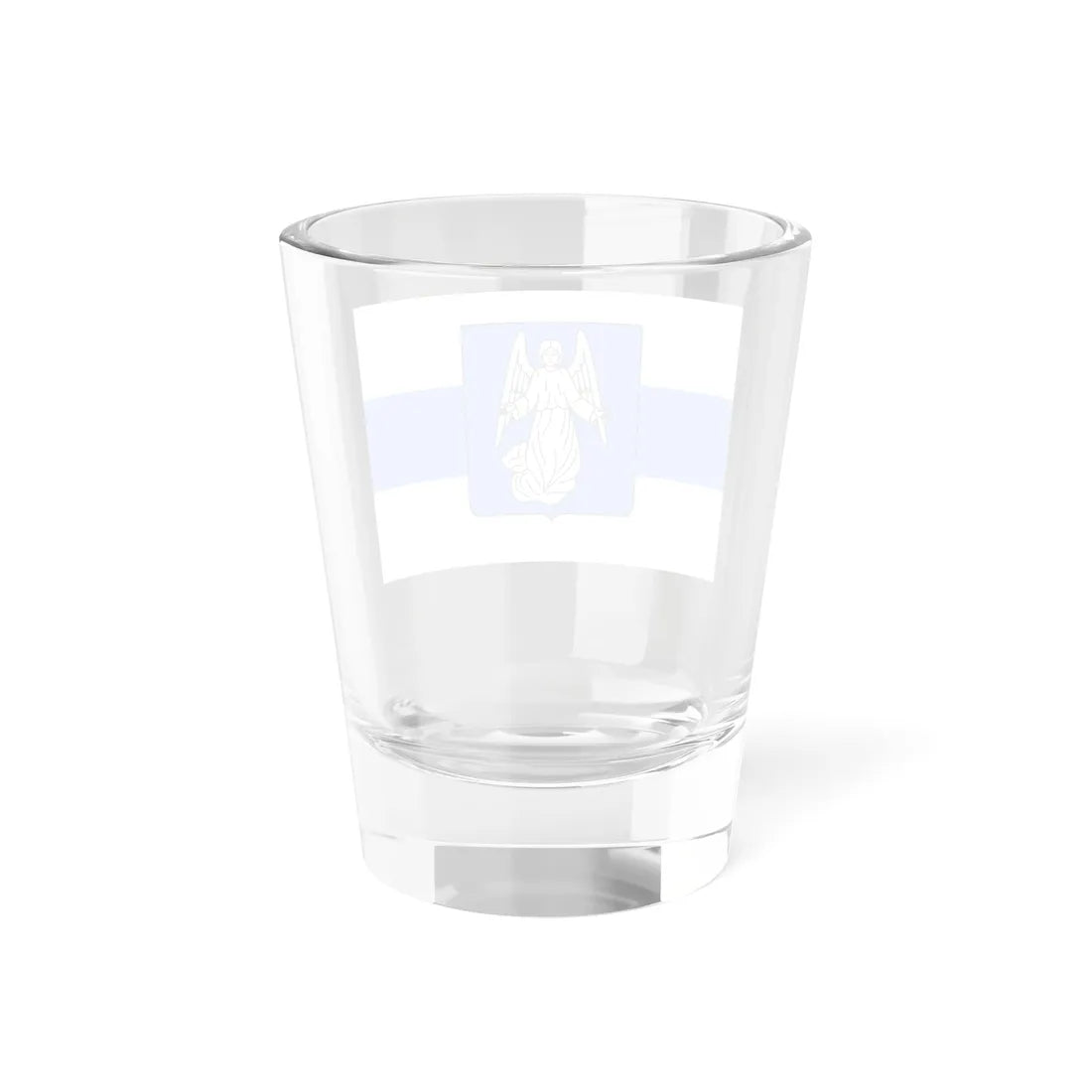 White-blue-white flag with Novgorod Republic Angel Shield (Russia) Shot Glass 1.5oz - Go Mug Yourself
