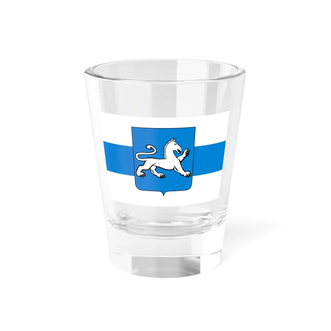White-blue-white flag with Novgorod Republic Beast Shield (Russia) Shot Glass 1.5oz 1.5oz - Go Mug Yourself