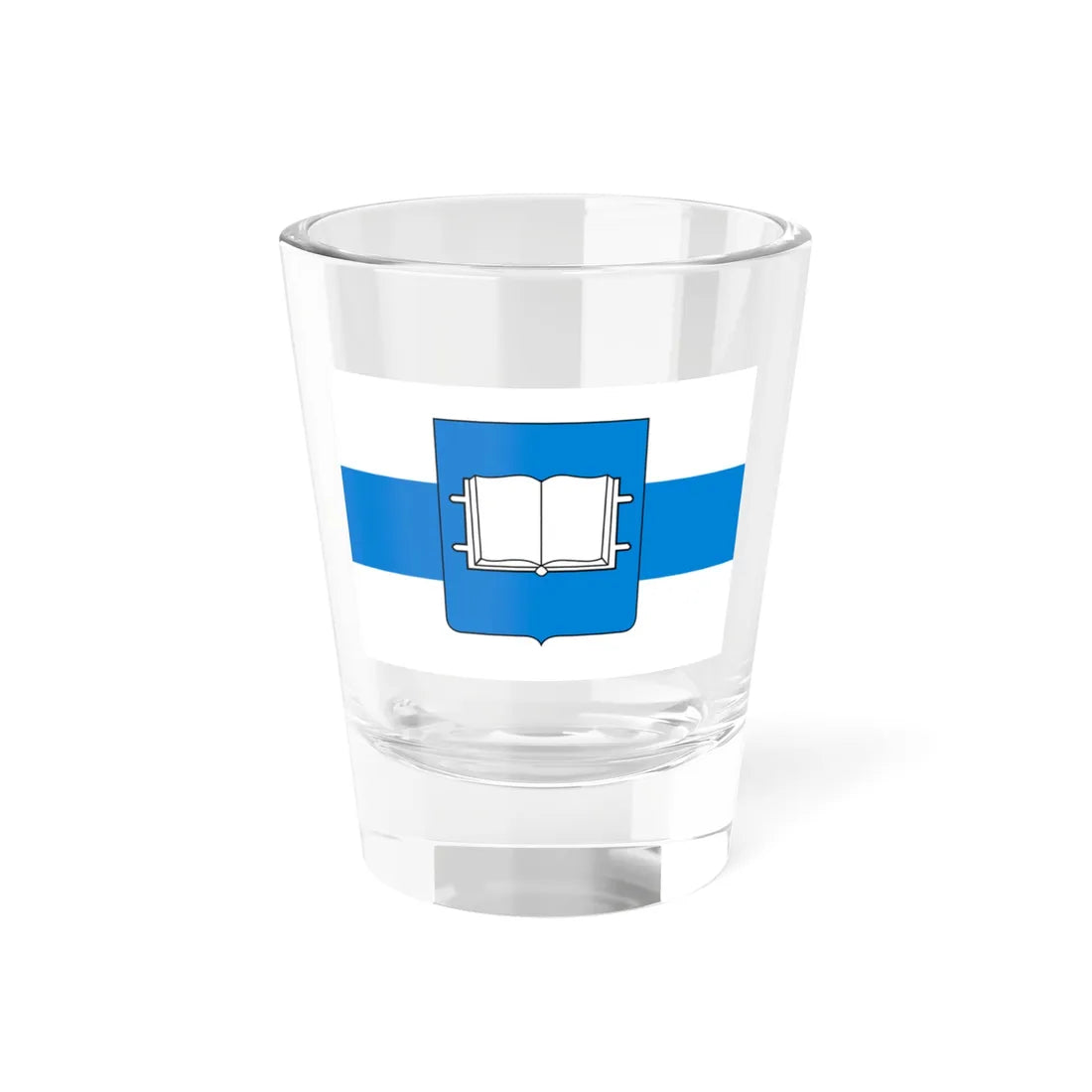 White-blue-white flag with Novgorod Republic Book Shield (Russia) Shot Glass 1.5oz 1.5oz - Go Mug Yourself
