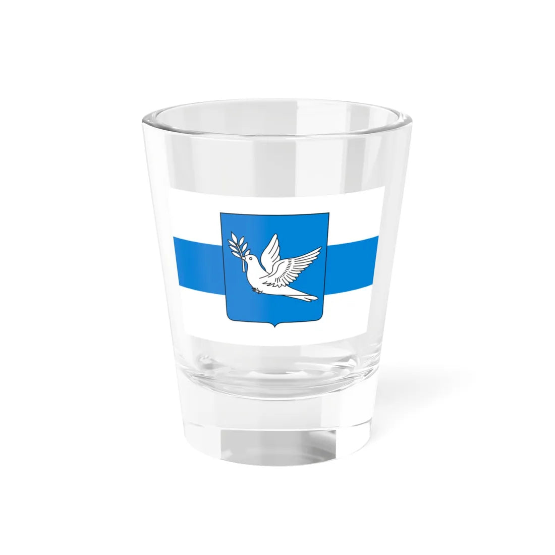 White-blue-white flag with Novgorod Republic Peace Dove Shield (Russia) Shot Glass 1.5oz 1.5oz - Go Mug Yourself