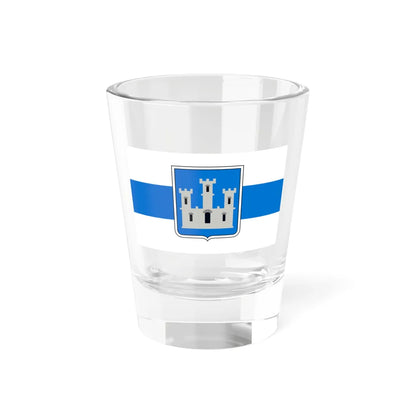 White-blue-white flag with Novgorod Republic Silver Castle Shield (Russia) Shot Glass 1.5oz 1.5oz - Go Mug Yourself