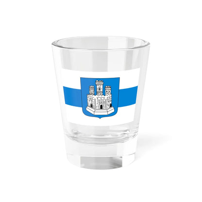 White-blue-white flag with Novgorod Republic White Castle Shield (Russia) Shot Glass 1.5oz 1.5oz - Go Mug Yourself